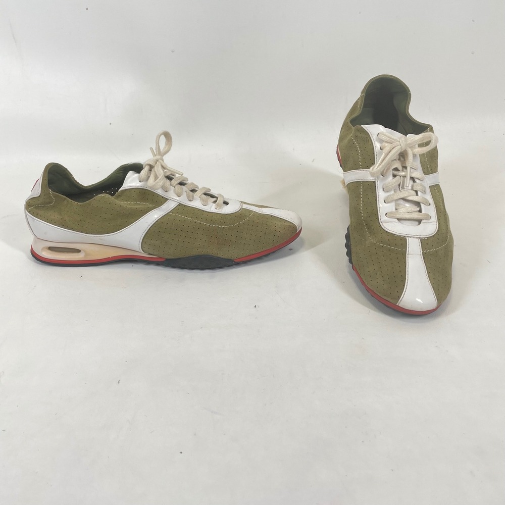 Cole Haan Womens 6B Olive Green Suede White Patent Sneakers D16138